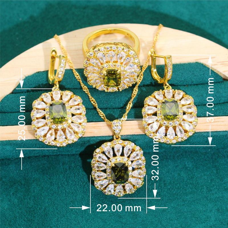 Korean Version of Small Temperament Europe and The United States Hot Anti Allergy Zircon Bracelet Necklace Earrings Ring Jewelry Collection