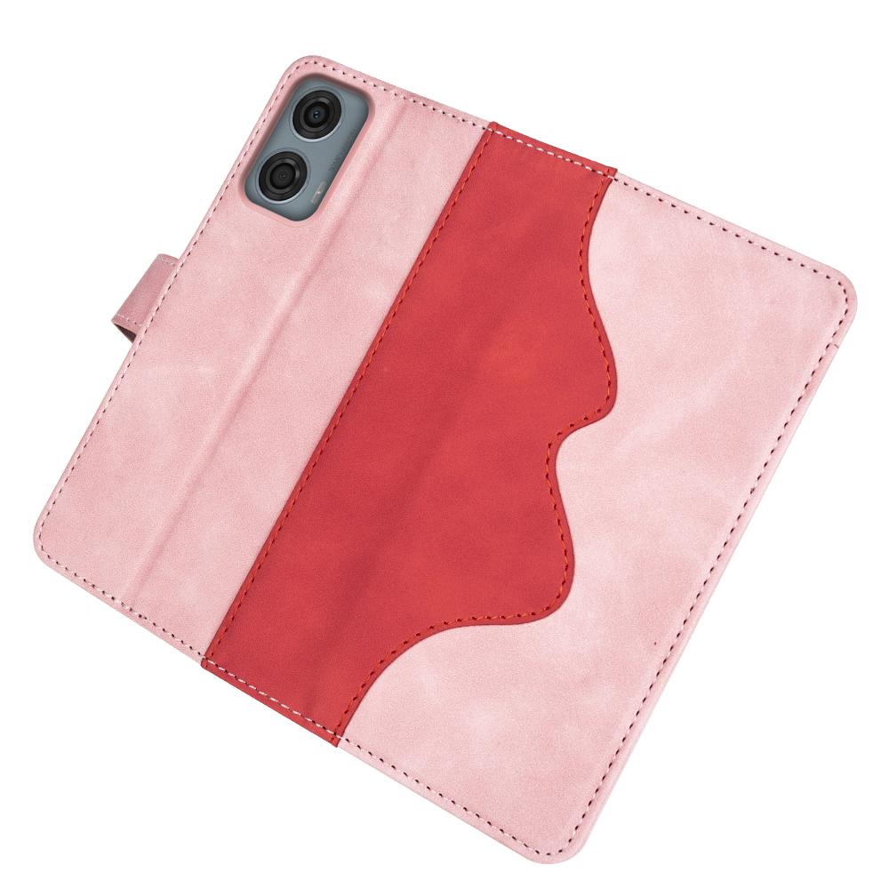 For Motorola Moto G24 Power Wallet Case Leather Phone Cover Splicing Color