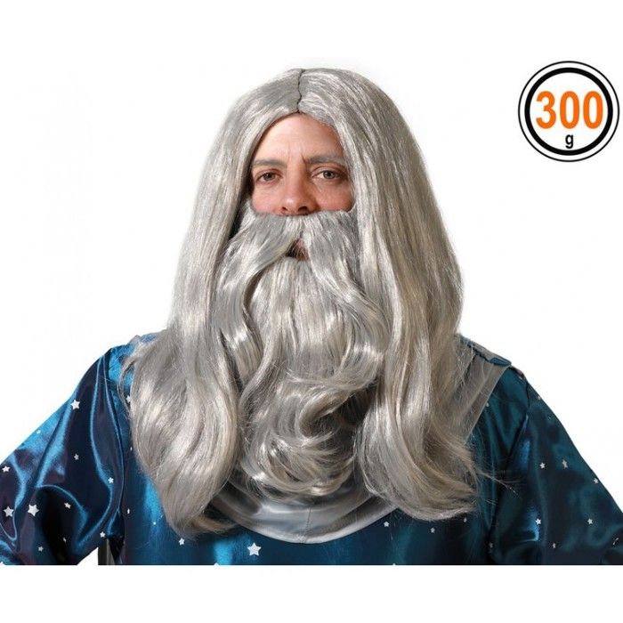 Perruque Barbe Grise Magicien Sorcier