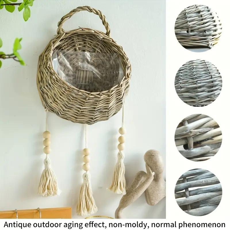 Handmade Rattan Flower Basket Series Wall Mounted Rattan Flower Basket Outdoor Garden Decoration Mounted Flower Pot Wall