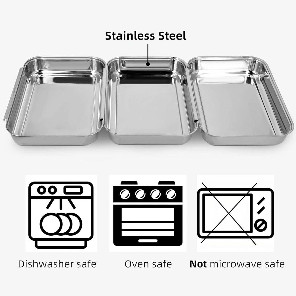 1set Condiment Tray Set 22*15.5*3cm Stainless Steel Seasoning Tray Set Barbecue Square Food Serving Plates Kitchenware Cookware
