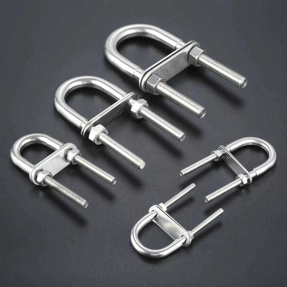 1Pcs Bow Stern Marine U-bolt Screw Pads Metal Boat Hardware 304 Stainless Steel with Nut Eye Rope Rigging Yacht Accessories