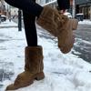 Snow boots women's winter new medium boots popular snow cotton thick-soled piled thickened cotton shoes