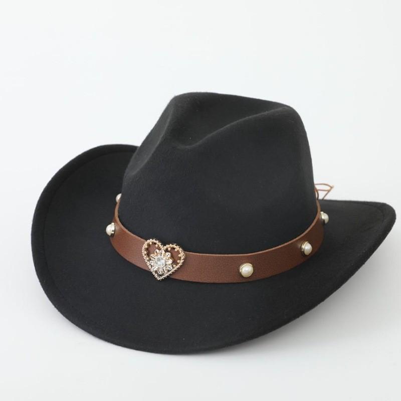 European and American New Accessories with Curved Brims Western Cowboy Hat Top Hat Tibetan Retro Jazz Hat Felt Hat Wool Riding Hat