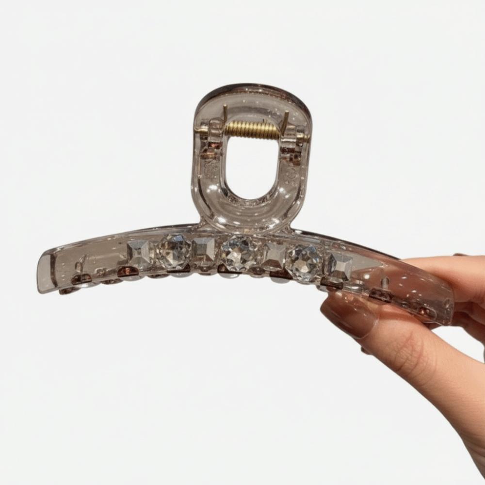 

Transparent Large Shark Clip with Crystal Back of Head Hair Clip Hot Hair Grab Clip Female