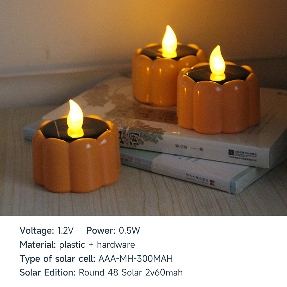 Pumpkin Solar Tea Light LED Candle Light Outdoor Waterproof Energy Electronic Flickering Solar Lamp Garden Halloween Home Decor