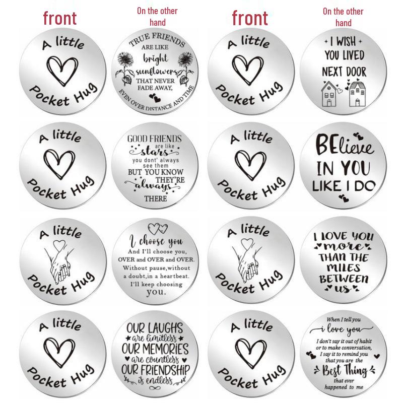 Decision Coin Pocket Hug - Long Distance Relationship Keepsake, Inspirational Gift for Couples, Stainless Steel