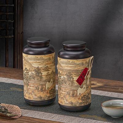 Chinese Tinplate Tea Storage Jar Small Sealed Portable Storage Jar Tea Container Wrought Iron General Tea Jar Home Decoration