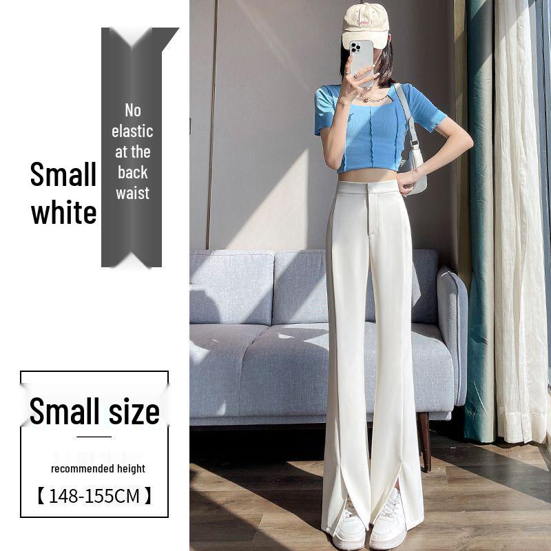 

Women s White Chiffon Wide Leg Pants, Summer Lightweight, Petite Fit, High Waist, Draped, Slit, Slightly Flared Ice Silk. S (Recommended: 80-95 kg)