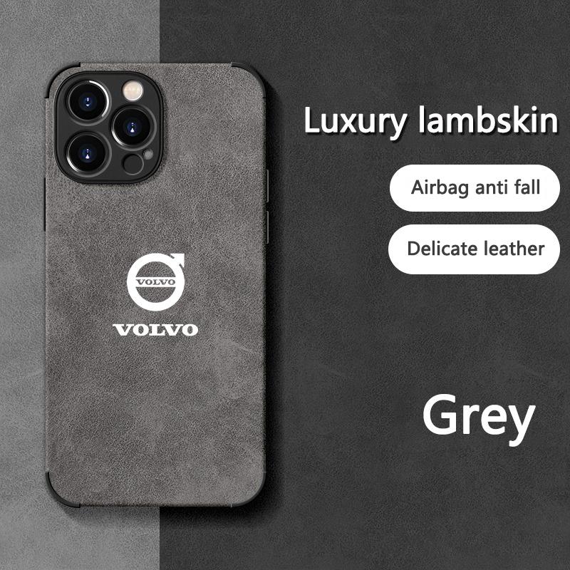 Car For Volvo Emblem Suede All Inclusive Phone Case For iPhone 16 15 13 14 12 Pro Max Mini 8 XR XS 16 Plus 15Pro MAX Cover Shell