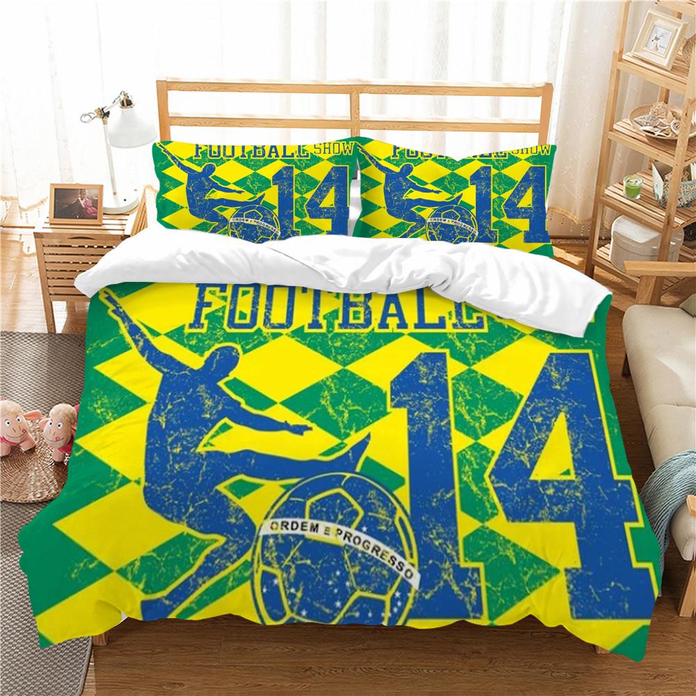 Bed Set Football Quilt Cover 3D Printing Beding Cover Suit Soccer Home Bedclothes with Pillowcase Soft Duvet Cover
