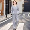 Casual Spring Sportswear Set for Women: Long-Sleeve T-shirt & Plus Size Hoodie