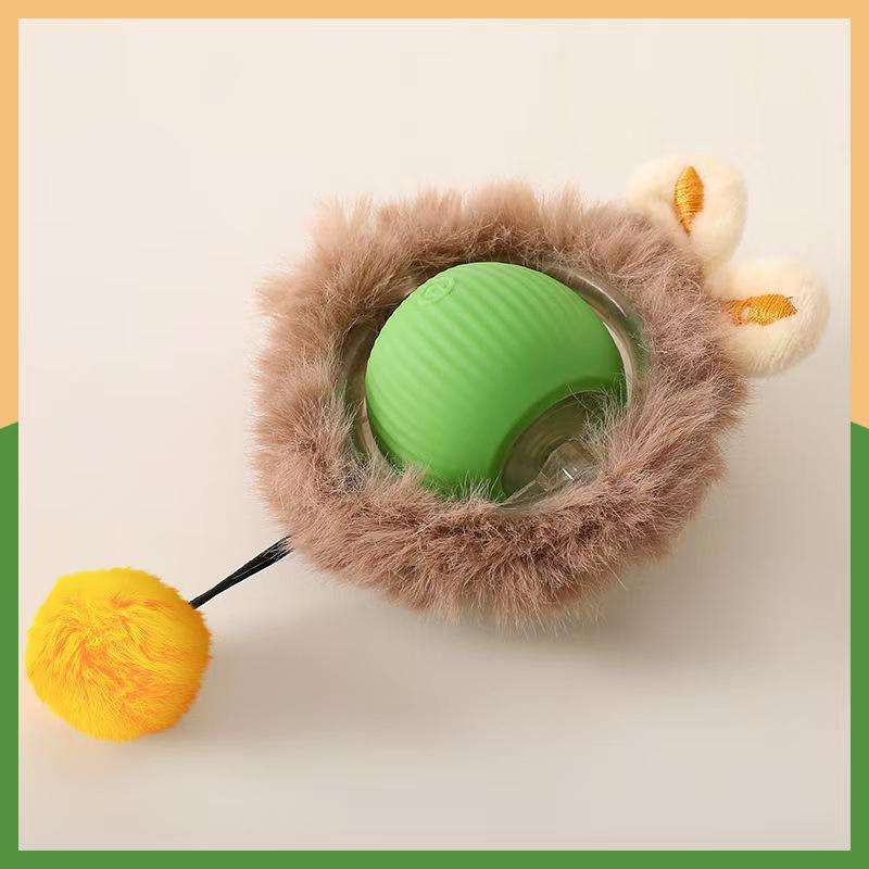 Cat Interactive Ball Toy Automatic Rolling Ball Faux Tail Rechargeable Smart Pet Electric Toy Dog Cat Training Imitate Mouse