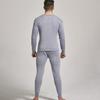 2 Pcs/Set Winter Men Thermal Underwear Set Round Neck Long Sleeve Warm Thick Pure Color Slim Fit Elastic Open Crotch Men Pajamas Set Homewear Clothing