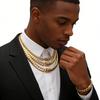 Hip Hop Bling Gold Cuban Link Chain Necklace For Men, Rapper Style Tank Chain Jewelry, Trendy Whip Chain Necklace