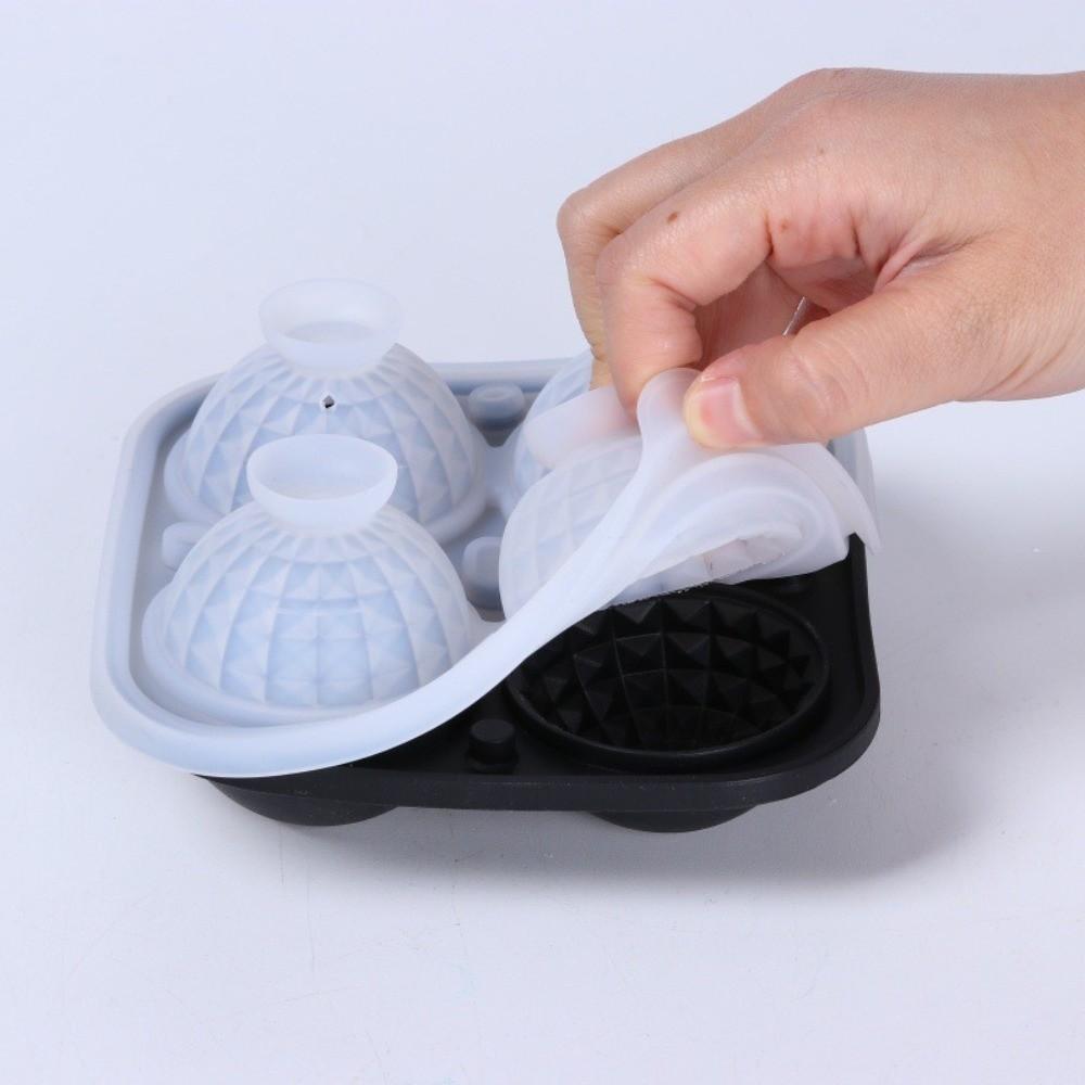 Spherical Silicone Ice Cube Tray Large Size with Lid Ice Ball Mold Round Shape 3D Sphere Ice Mold Kitchen Cocktail Drink