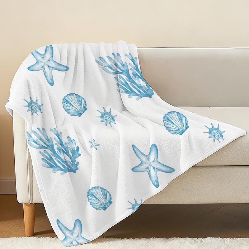 Lightweight Flannel Throw Blanket - Ocean Themed, Soft & Cozy for Home, Couch, Airplane, Christmas & Halloween