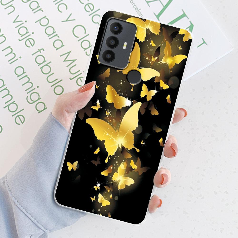 Für TCL 305 Hülle Für TCL 306 Blumenmuster Transparentes TPU Silikon Weiche Handyhüllen Cover Hülle Stoßstange Für TCL 305 306 Fundas