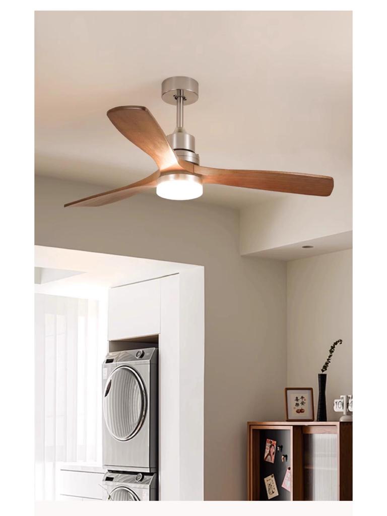 Bauhaus Mid-Century Silent Solid Wood Smart Ceiling Fan Light for Living Room/Bedroom
