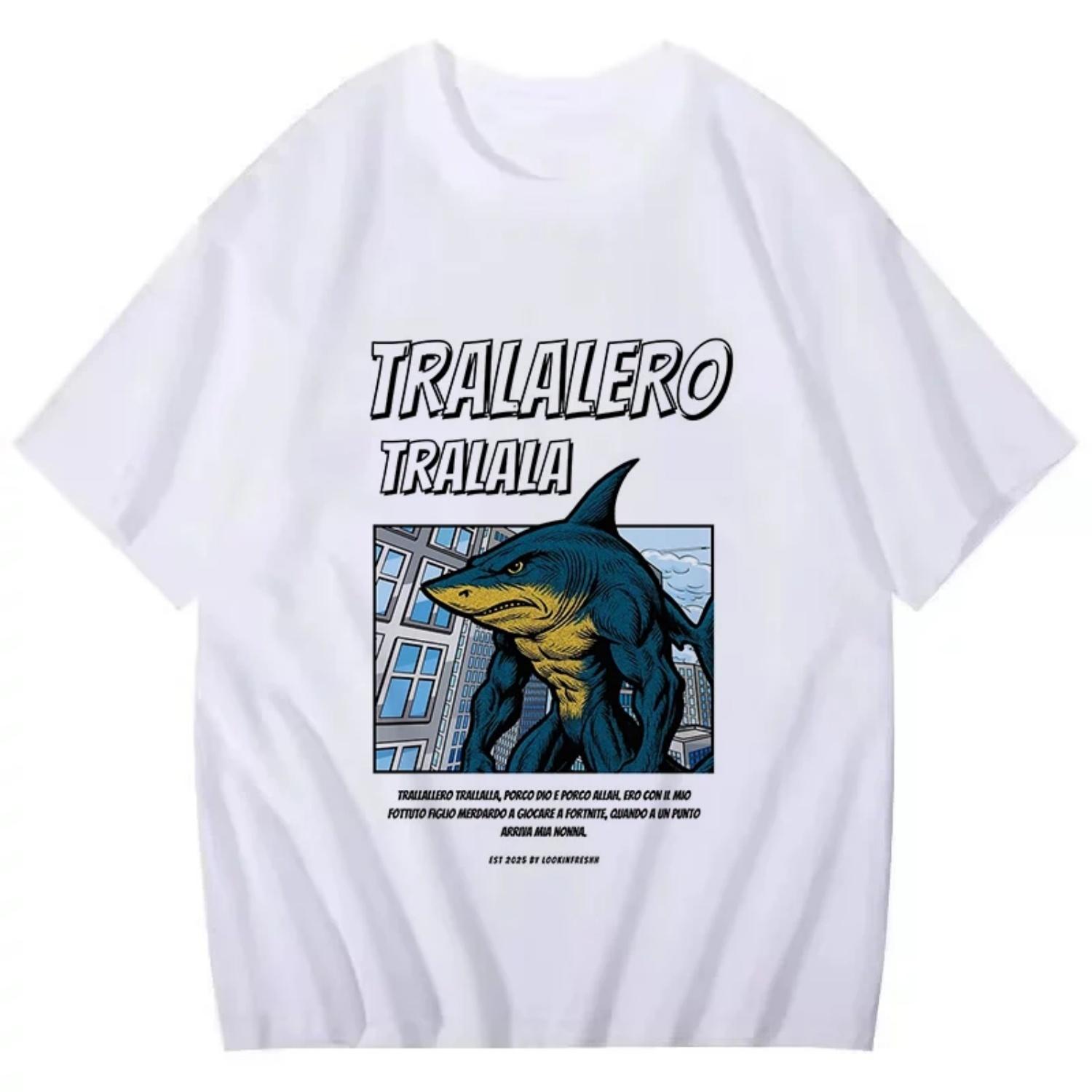 Drôle Italien Brainrot Meme Impression T-shirt Tralalero Tralala Tung Tung Tung Sahur Bombardiro Crocodilo T-shirt Homes T-shirt S