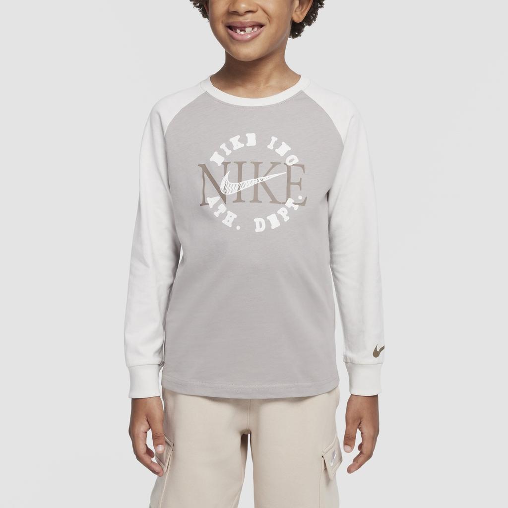 Nike Heritage T-Shirt Redux Round Neck Fashion Pullover Long Sleeve Kids tops University-Grey II3715-009