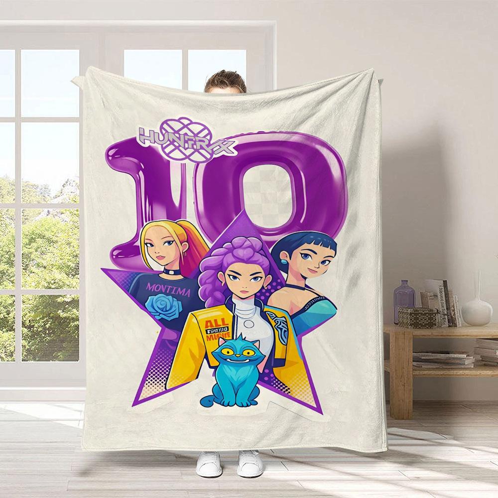 

New Kpop Demon Hunters Lunch Break Blanket Office Lunch Break Blanket Quilt Flannel Sofa Blanket 70x100（230g）