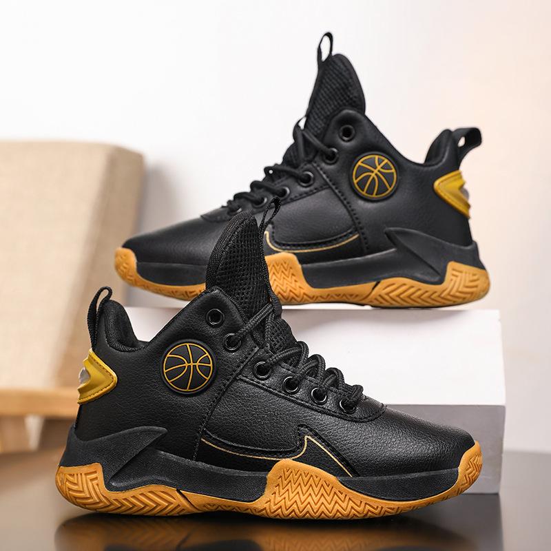 Children'S Basketball Shoes Winter New Leather Waterproof Wear-Resistant Sports Basketball Shoes Children'S Students Special Sports Shoes