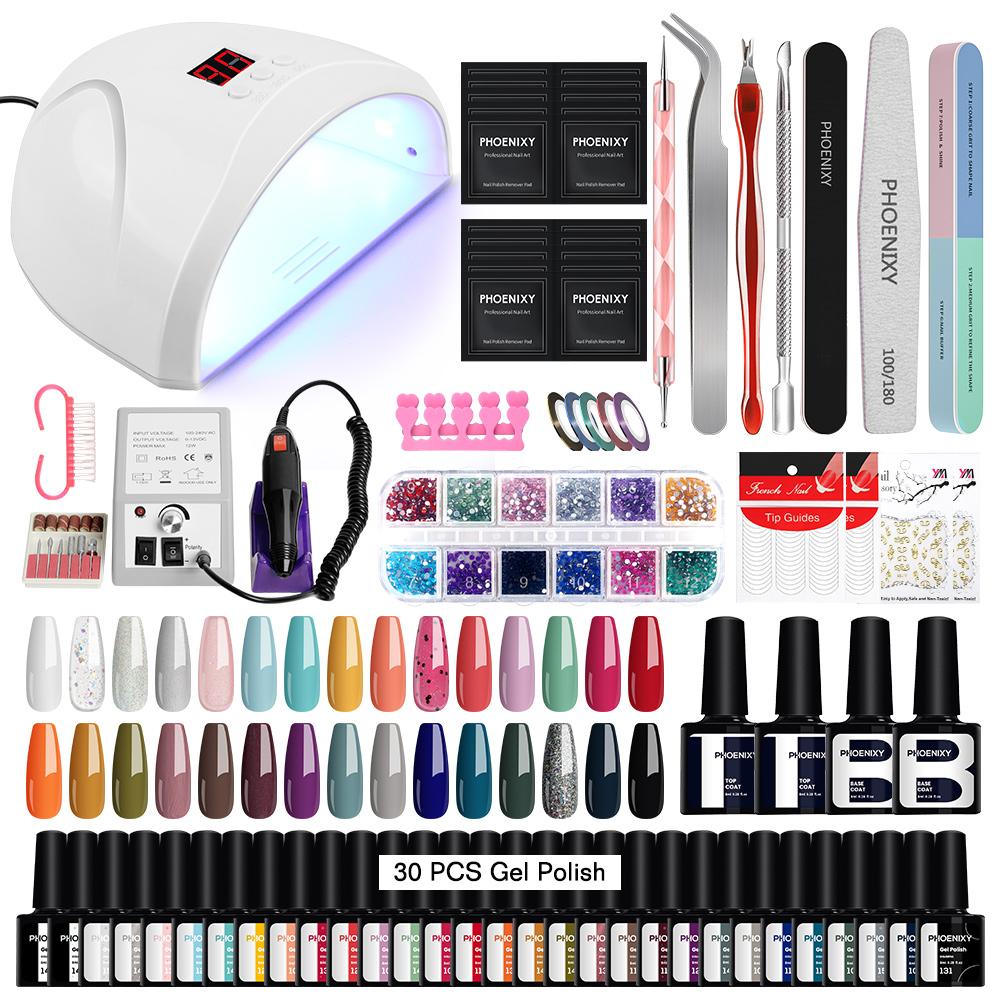 PHOENIXY 8ML Gel Nail Polish Nail Dryer 36W UV LED Lamp Nail Drill Machine Soak Off Gel Varnish Manicure Set and DIY Nail Art Decoration Tools