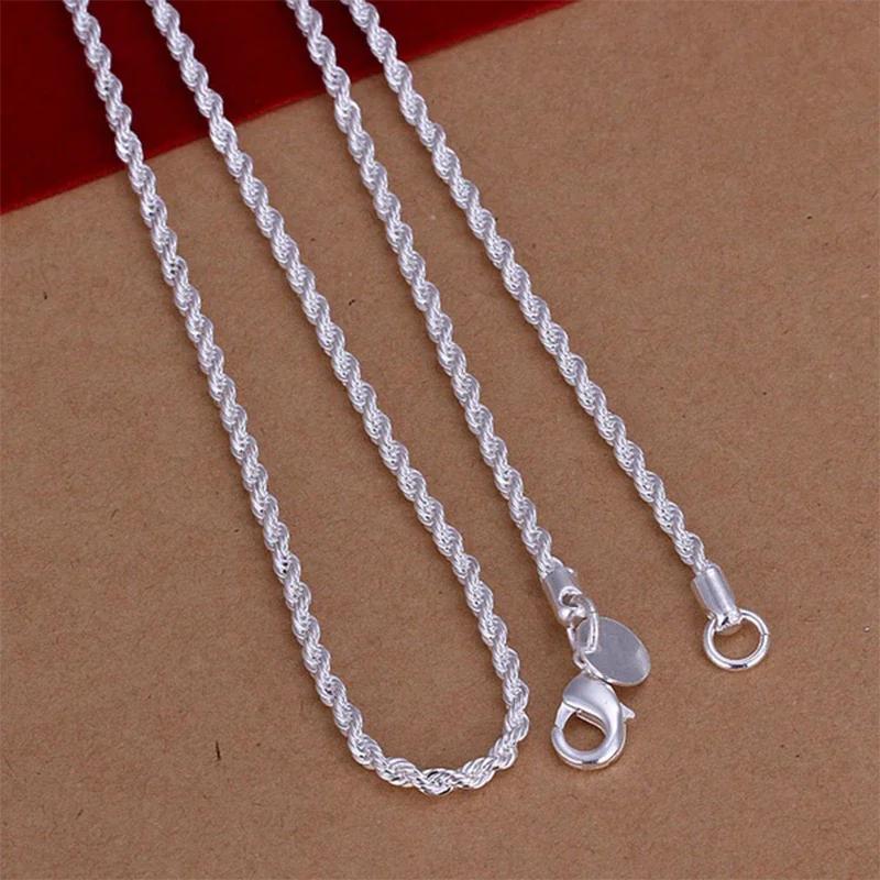 Fashion Unisex Silver Plated Twisted Rope Chain Necklace Delicate Trendy Temperament Classic Jewelry Gift for Women And Girls