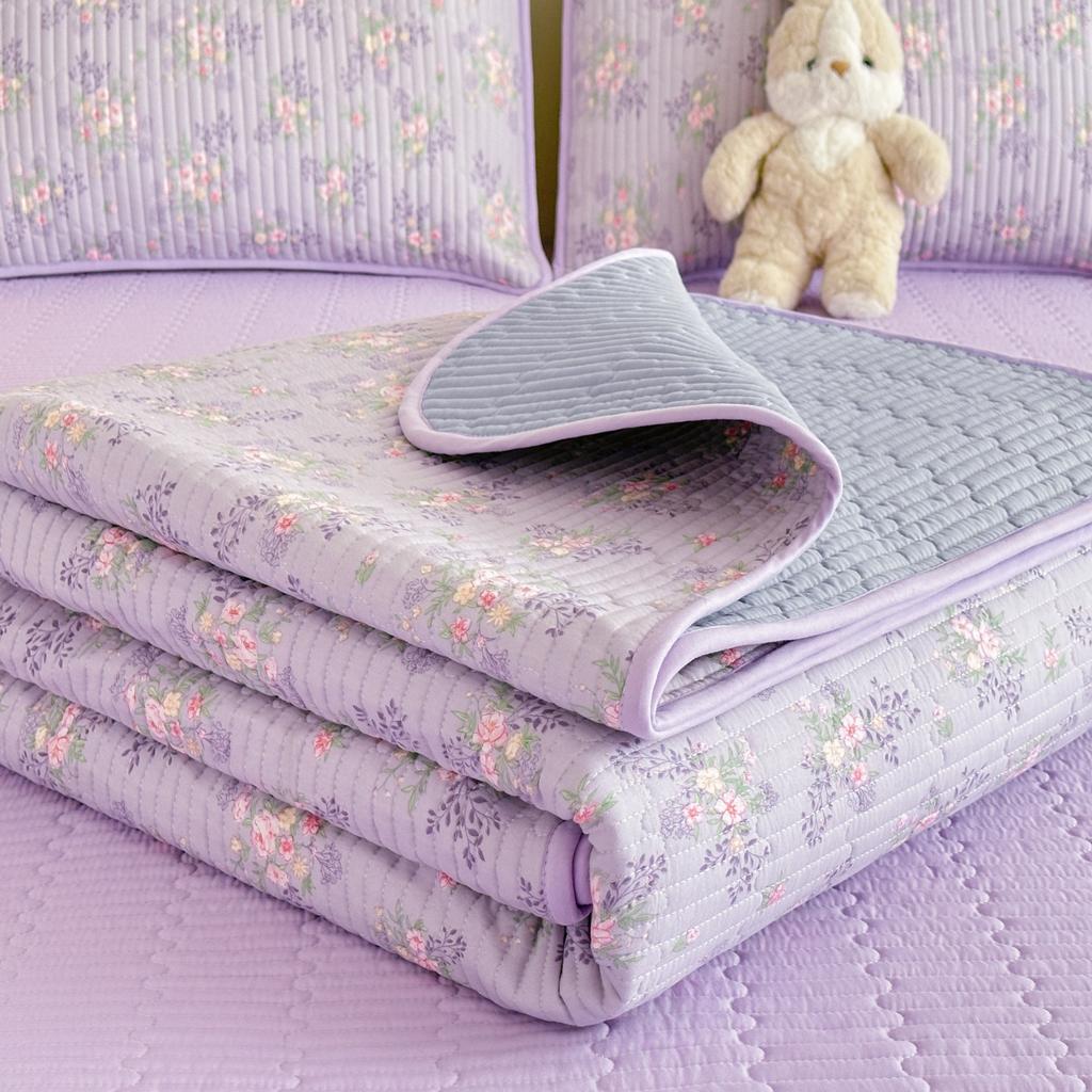 Thickened Quilted Bedspread for Single Double Bed Floral Soft Breathable Summer Quilt Machine Washable Dust-proof Bed Cover Set