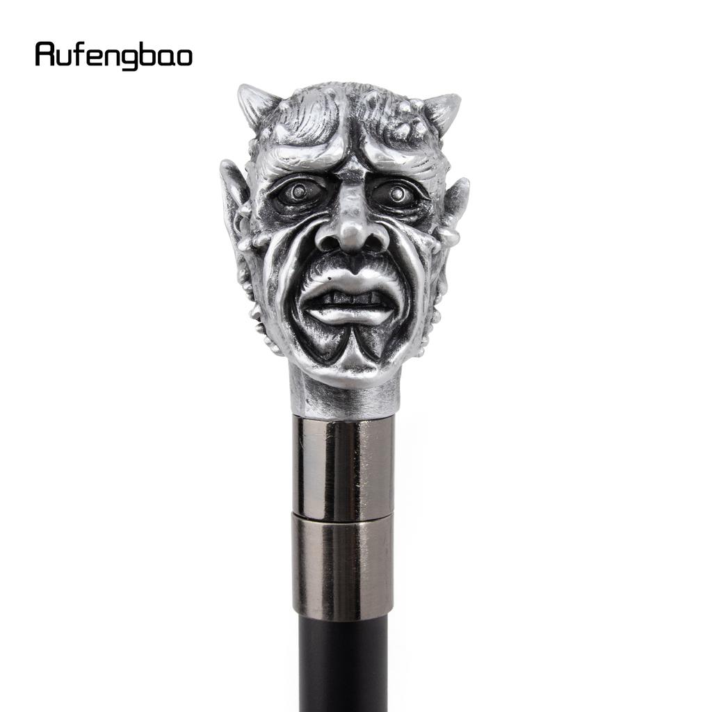 Silver Resin Skull Monster Head Walking Cane Fashion Decorative Steel Stick Gentleman Elegant Cosplay Cane Knob Crosier 94cm