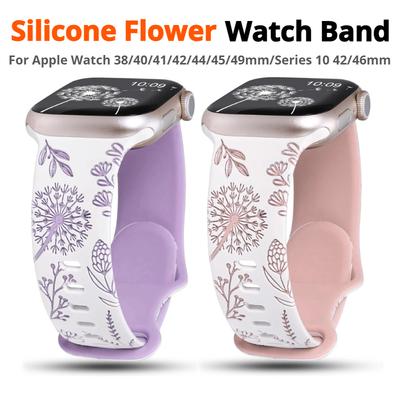 Grawerowany Pasek do Apple Watch Band 40mm 44mm 41mm 49mm 45mm 46mm 42mm silikonowa bransoletka do iwatch serii 10 9 7 se 6 5 4 8