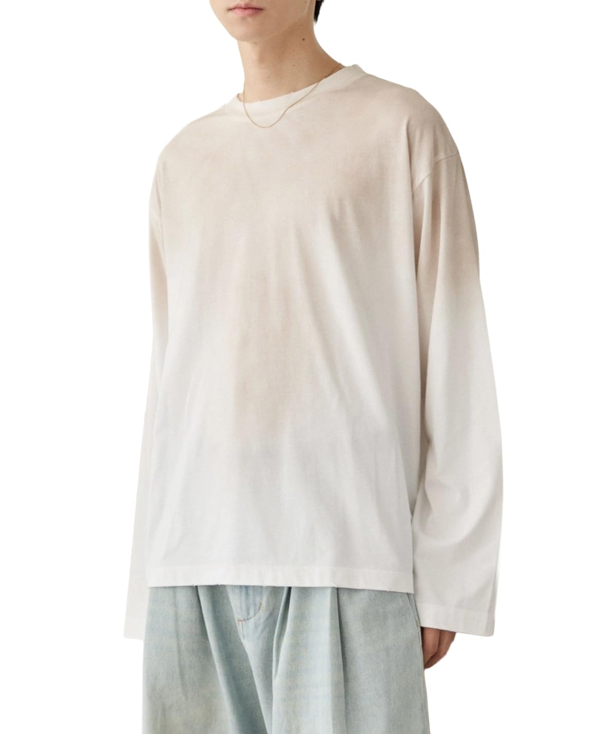 

WEGO Men s Long Sleeve T-Shirt, Loose Fit, Spray Print, Long Sleeve Top, Streetwear, Korean Style, Gift, Autumn/Winter Clothes, Size L, Off-White