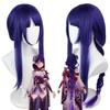 Genshin Impact Raiden Shogun Cosplay Wig, Purple Long Braid Silicone Scalp High-Temperature Fiber Hairpiece