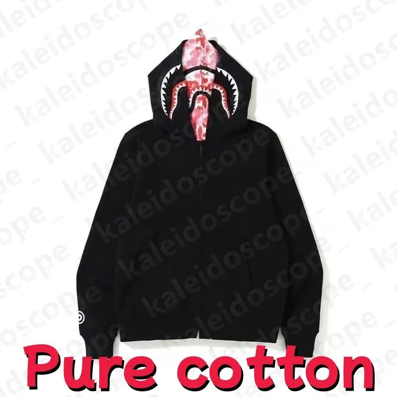 In-Stock Luminous Shark Head Camouflage Double Hood Sweatshirt - Unisex Fleece-Lined Autumn/Winter Outerwear