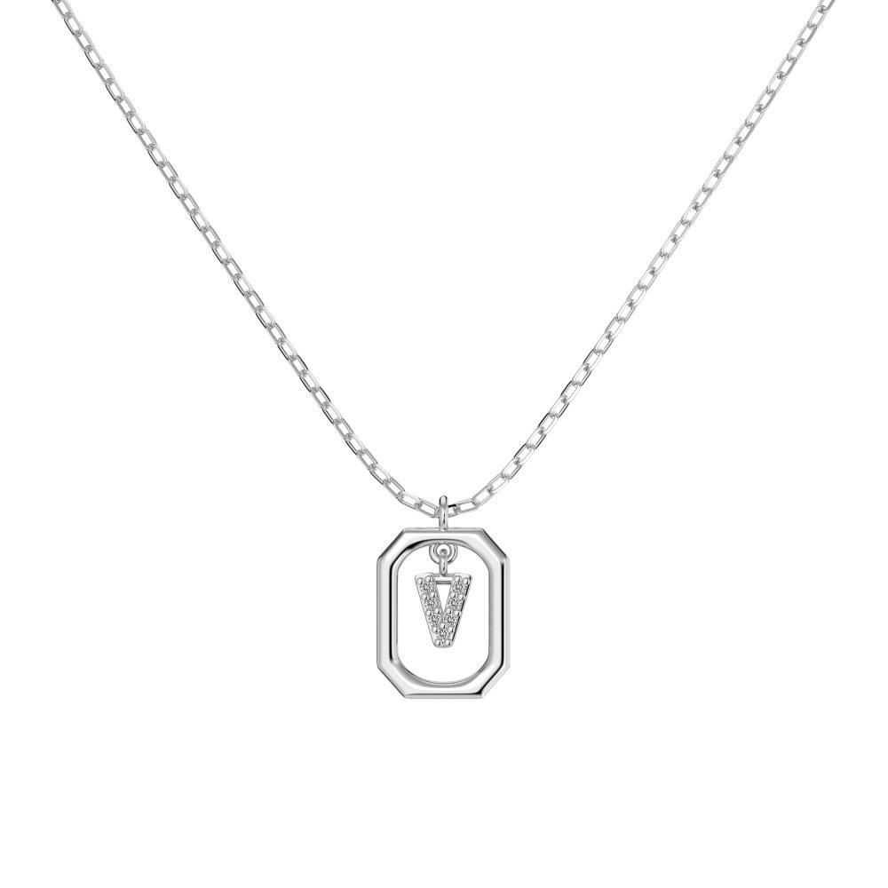 925 Silver Alphabet Pendant Necklace with Zircon Detailing - Women's Elegant & Unique Design