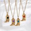 Personality Stainless Steel Gold Plated Drip Oil Star Boots Pendant Necklaces For Women Chain Choker Jewelry Wholesale 1Pcs
