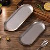 Serviertablett aus Edelstahl Retro Japanischer Stil Ovales Dessertteller für Camping Rustikaler Handtuchhalter Geschirr für die Heimküche Schwerlast Metallplatte