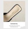 Huiliya Baotou Pointed Toe Women's Pearl Chunky Heel Mules 912-D86