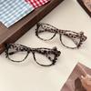 Y2K Hello Kitty Eyeglass Frame Kawaii Retro Leopard Print Glasses Frame Cartoon Cute Eyewear Decorative Gift Without Lenses