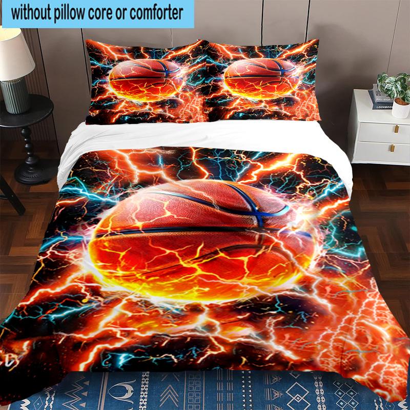 3PCS Flaming Football Artwork 3pcs Bedding,Including 3PCS Duvet Cover And 2pcs Pillowcases Perfect for Christmas,Ideal for Bedroom, Dormitory