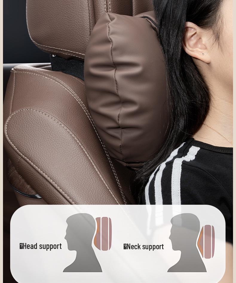 Maybach Nappa Leather Headrest & Lumbar Support Set: Neck Protection Pillow and Back Cushion.