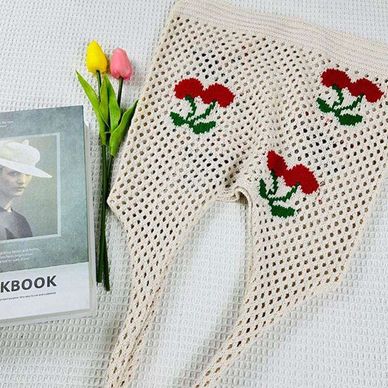 New I-Knitted Bag Knitted Bag Large Capacity Tote Bag Cherry Shoulder Bag