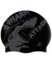 SENTI [Sc-2640] Shark Attack Bk Silicone Swim Cap