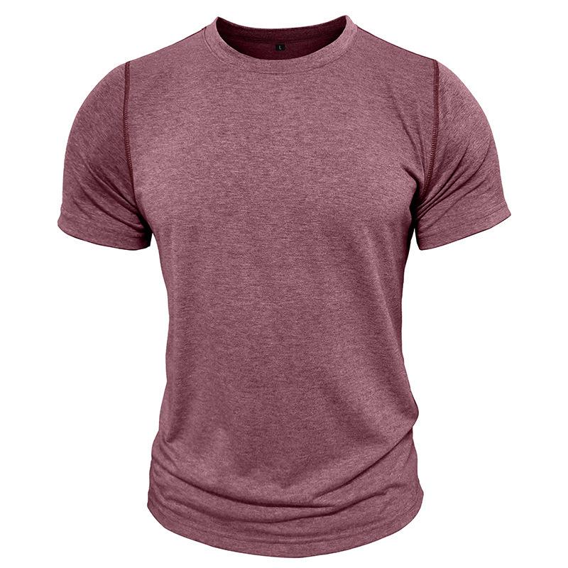 Mens American Style Solid Color Crew Neck Short Sleeve Casual T Shirt