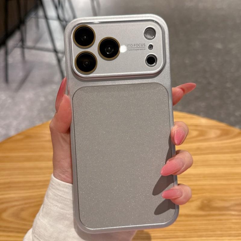

Luxury Glitter Large Camera Glass Glossy Case For iPhone 17 16 15 14 13 Pro Max Shockproof Shining Electroplating Armor Cover iPhone17 Pro Max