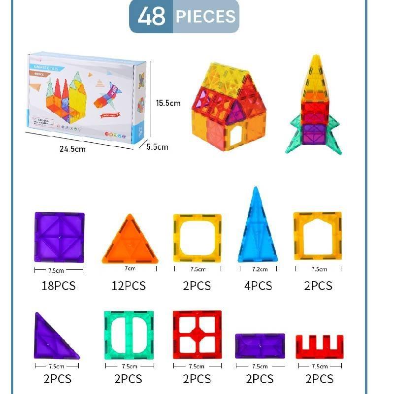 Красочные магнитные строительные блоки Набор развивающих игрушек 48 шт. Упаковка в подарочную коробку