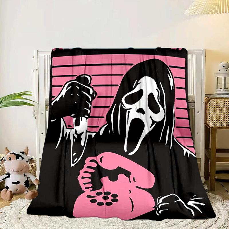 Scr-eam Horror Movie Blanket Flannel Blanket for bed, sofa, Camping, Hiking, Picnic Essentials, gift for family Fan gifts