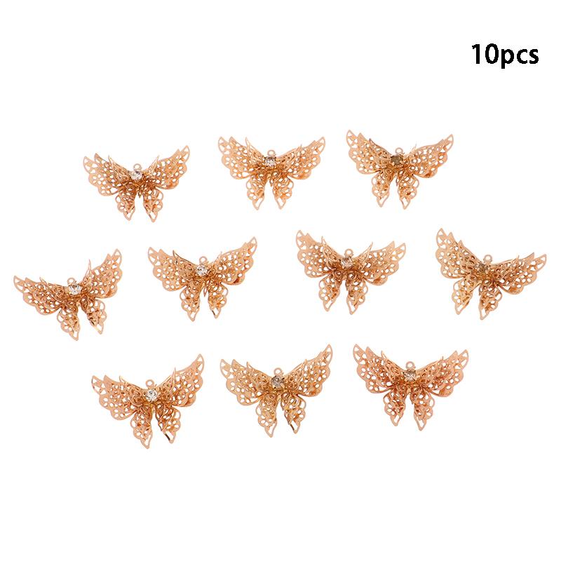 10Pcs 35X25Mm Gold Color/Silver/Bronze Metal  Butterfly Filigree Charm Diy Jewelry Making Accessories Supplies
