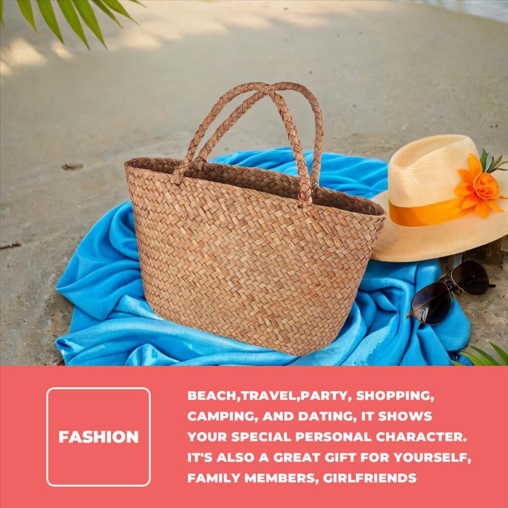 Casual Straw Bag Natural Wicker Tote Bags Women Braided Handbag